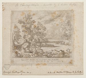 Paisaje con Tobías y el ángel, c.1609 (aguafuerte) de Remigio Cantagallina