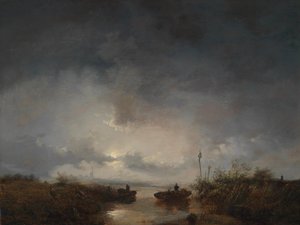 Pescadores en una noche de luna de Remigius Adrianus Haanen