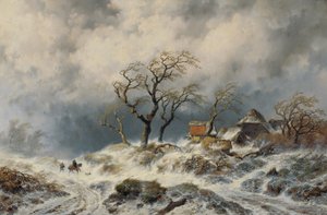 Paisaje invernal holandés (ventisqueros) de Remigius Adrianus van Haanen