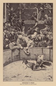 Peleas de gallos en Flandes (litografía)