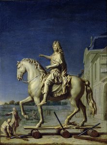 Transporte de la estatua ecuestre de Luis XIV a la Place Vendome en 1699, después de 1669 de René Antoine Houasse