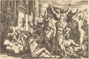 La conquista de la ignorancia de René Boyvin after Rosso Fiorentino