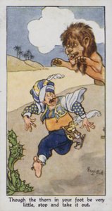 Proverbio oriental: Aunque la espina en tu pie sea muy pequeña, detente y quítala de René Bull