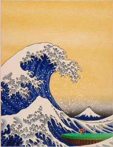 HOKUSAI-Golf, 2021, Dibujo a lápiz de color sobre papel de Rene Boin