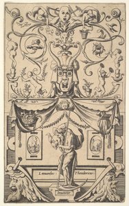 Panel con figura de Saturno, placa 1, ca. 1550-65 de Rene Boyvin