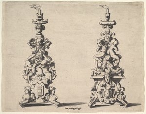Dos diseños de candelabros, ca. 1550-60