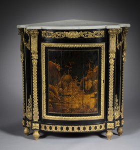 Gabinete de esquina, c.1765-1770 (chapa de ébano, laca japonesa, monturas de bronce dorado)