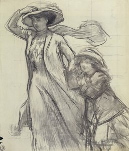 Estudio para "Una ráfaga de viento" (lápiz sobre papel) de René François Xavier Prinet