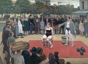 Los artistas ambulantes, c.1928-30 (óleo sobre lienzo) de René François Xavier Prinet