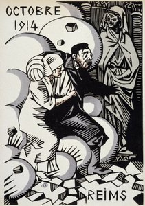 Octubre 1914, Reims - dibujo por Herman Paul - en "Calendar of War" ed. 1916 de Rene George Hermann Paul
