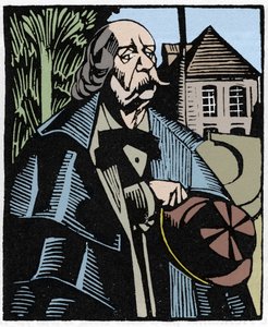 Retrato de Gustave Flaubert (1821-1880). Grabado en madera por Hermann-Paul (Hermann Paul) (1874-1940) para el libro de Louis Bertrand “Flaubert en París o El muerto viviente”
