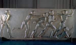 Panel de atletas en vidrio de Rene Jules Lalique