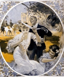 Juegos de jardín: preparación de un juego de malla de merluza, principios del siglo. Ilustración de René Lelong (1871-1933) de Rene Lelong