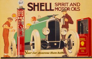 Póster publicitario de espíritu y aceites de motor Shell de Rene Vincent