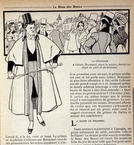 Representación de George Bryan Brummel (1778 - 1840), el Rey de los Dandies, en exilio en Calais. Ilustración de René Vincent. Siglo XIX de Rene Vincent