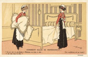 Dos criadas cambiando la ropa de cama de Rene Vincent