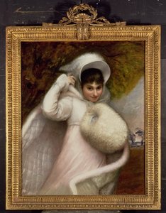 Retrato de una dama con vestido blanco de Rev. Mathew William Peters