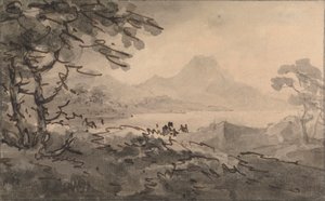 Un lago con montañas