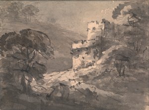 Paisaje con un castillo en ruinas a la derecha de Rev. William Gilpin