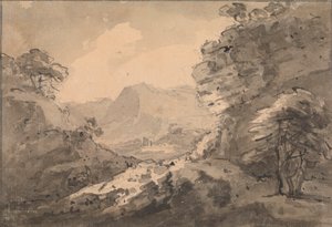 Paisaje montañoso con un peñasco a la derecha de Rev. William Gilpin