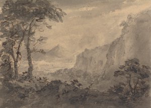 Paisaje montañoso con árboles - Altos riscos a la derecha de Rev. William Gilpin