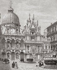 Patio del Palacio Ducal, Venecia, Italia, finales del siglo XIX. De Italian Pictures by Rev. Samuel Manning, publicado hacia 1890.