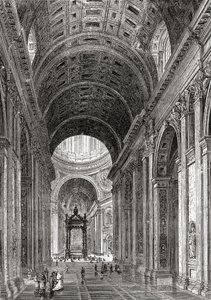 Interior de la Basílica de San Pedro, Ciudad del Vaticano, Roma, Italia a finales del siglo XIX. De Italian Pictures by Rev. Samuel Manning, publicado hacia 1890. de Reverend Samuel Manning
