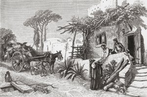 Frailes mendicantes cerca de Nápoles, Italia, a finales del siglo XIX. De Italian Pictures by Rev. Samuel Manning, publicado hacia 1890. de Reverend Samuel Manning