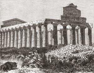 Templo de Paestum, Italia, a finales del siglo XIX. De Italian Pictures by Rev. Samuel Manning, publicado hacia 1890. de Reverend Samuel Manning