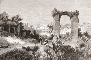 El Palatino desde la colina del Aventino, Roma, Italia a finales del siglo XIX. De Italian Pictures by Rev. Samuel Manning, publicado hacia 1890. de Reverend Samuel Manning