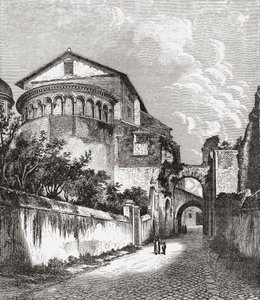 La iglesia de Santi Giovanni e Paolo, Celian Hill, Roma, Italia a finales del siglo XIX. De Italian Pictures by Rev. Samuel Manning, publicado hacia 1890. de Reverend Samuel Manning