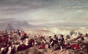 Batalla de Almansa entre las tropas de Felipe V (1683-1746) y las del archiduque Carlos de Austria en 1707 (óleo sobre lienzo) de Ricardo Balaca y Canseco