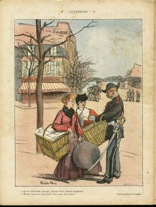 Ilustración de Ricardo Flores (1878-1918) en Le Rire, 29/02/08 - Grandezas - París, Oficios, Arquitectura Urbanismo, Amor, Tiendas, Metro - Lavanderas
