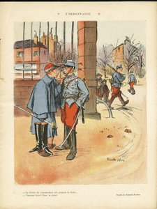 Ilustración de Ricardo Flores (1878-1918) en The Rire, 05/06/09 - La Ordenanza - Ejército, Arquitectura Urbana, Amor