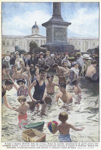 El calor en Londres (litografía en color) de Riccardo Salvadori