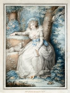 Sra. Fitzherbert (litografía en color) de Richard (after) Cosway