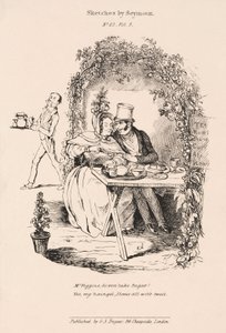 Escena de cortejo en el jardín de una casa de té rural de John Pardon