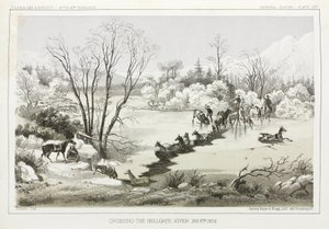 Cruzando el río Hellgate, Montana, EE.UU., 6 de enero de 1854