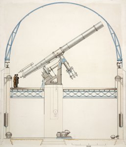 Telescopio refractor montado ecuatorialmente con cúpula de John Pardon