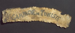 Piel humana con inscripción tatuada, francesa