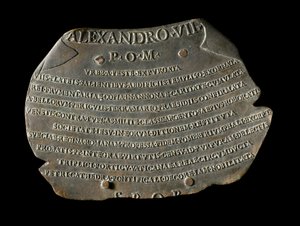 Placa de bronce medieval para celebrar la extinción de la peste en Roma de John Pardon
