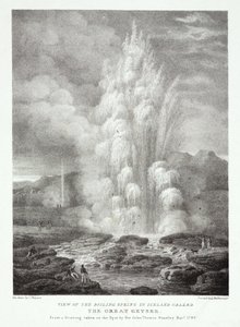 Vista del géiser en ebullición en Islandia llamado el Gran Géiser de John Pardon