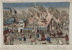 Vista del incendio en St Germain, París de John Pardon