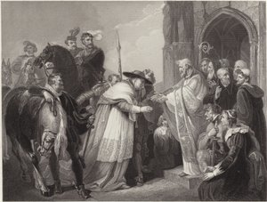 El cardenal Wolsey en la Abadía de Leicester (grabado) de Richard (after) Westall
