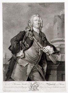 Retrato del Almirante Thomas Smith, Vicealmirante de la Flota Blanca, grabado por John Faber, 1746 de Richard (after) Wilson