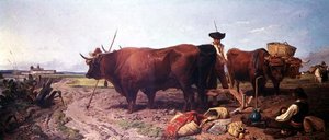 Arando en España, Descanso del Mediodía con Sevilla al Fondo de Richard Ansdell
