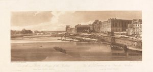 Vista del Louvre y del puente de las Thuilleries, tomada desde el Pont Neuf. 1802; Lámina 2 de Vistas de París, volumen Emanuel Calco de la lámina, B1981.25.2613 de Richard Banks Harraden