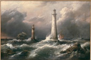 H.M.S. Lord Warden frente a los faros de Eddystone