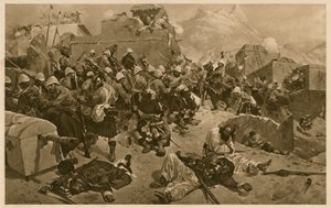 92º Highlanders y 2º Gurkhas asaltando Gundi Mulla Sahibdad durante la Batalla de Kandahar, Afganistán, Segunda Guerra Anglo-Afgana de Richard Caton II (after) Woodville