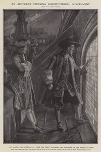 Un autócrata estudiando el gobierno constitucional (litografía) de Richard Caton II (after) Woodville